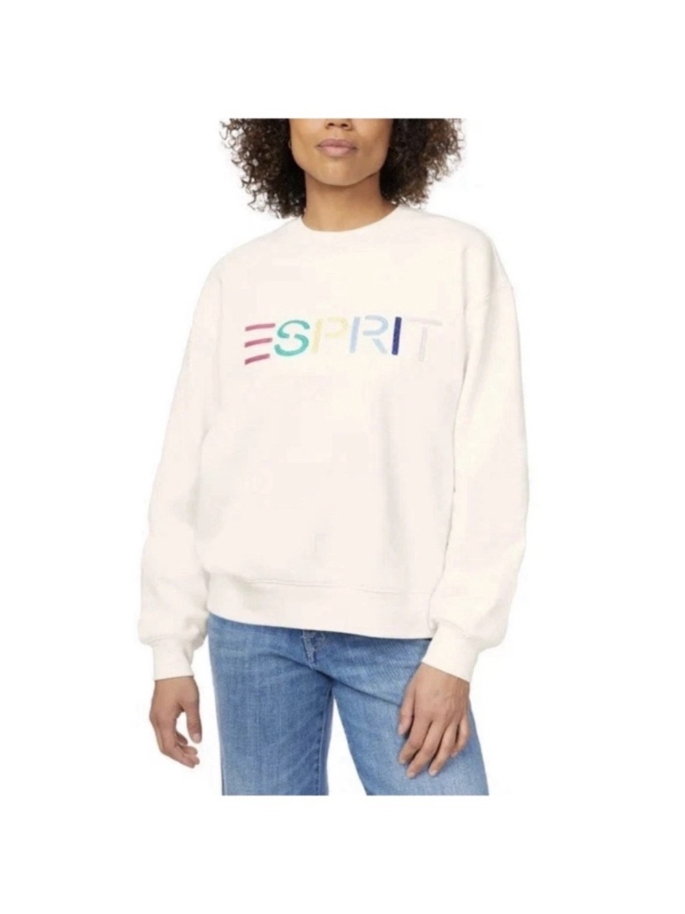 ESPRIT Women's cream Logo Vintage Viral 80’s Crew neck fleece; various sizes!